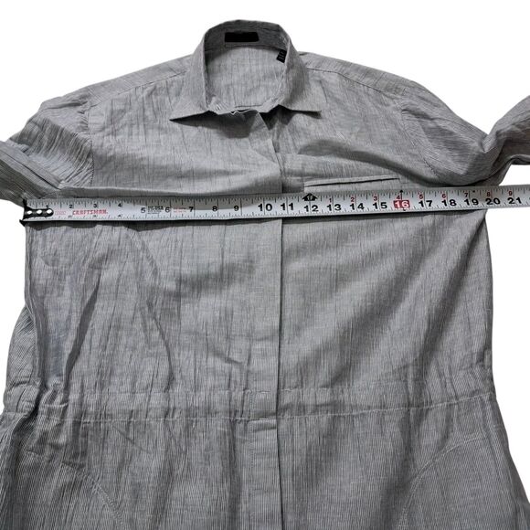 Anthony Thomas Melillo ATM Shirt Dress Women's XS Blue Linen Blend Pinstripe - Picture 13 of 14